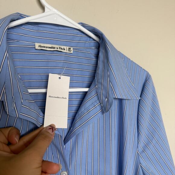 Abercrombie Womens Shirt Dress M Tall Striped Citycore Preppy Academia Capsule - Picture 5 of 7